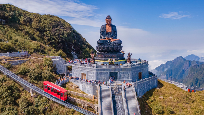 Cable car + Round-trip train combo to the mountain peak